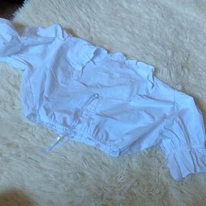 White Cropped Peasant Blouse